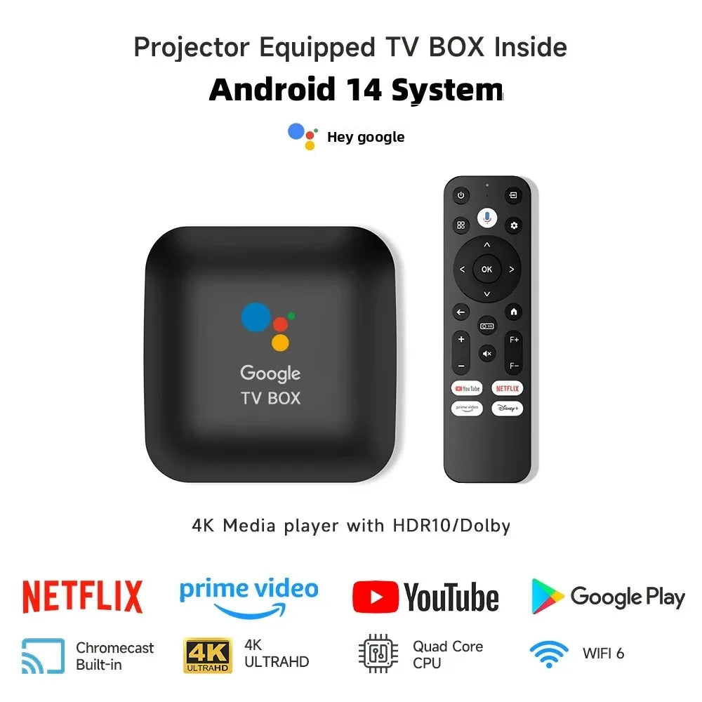 4K Smart Home Theatre Projector Android 14 WiFi
