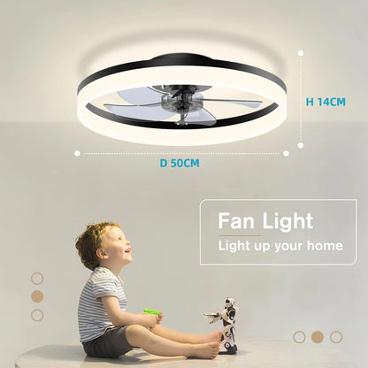 White Ceiling Fan with Light and Remote Control