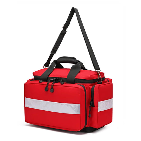 Large Red Waterproof First Aid Backpack with Reflective Strips