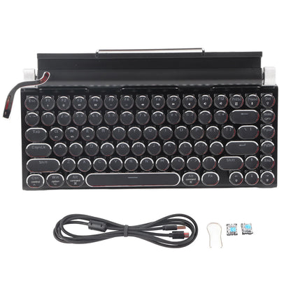 Wireless Mechanical Typewriter Keyboard with 83 Keys Black