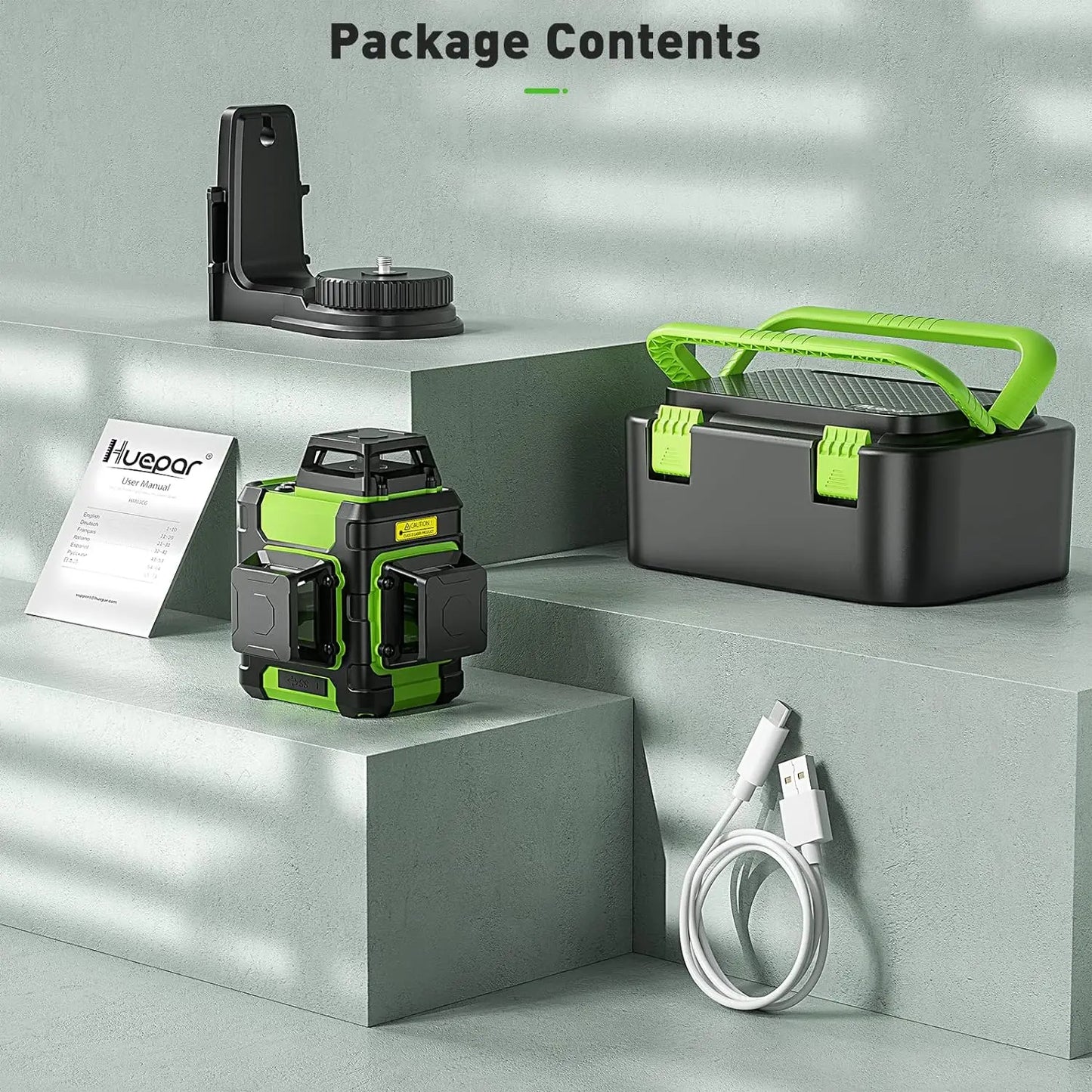 Rechargeable 3D Green Laser Level with Carry Case and Pulse