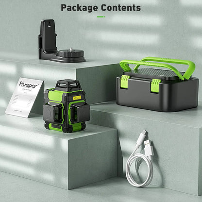 Rechargeable 3D Green Laser Level with Carry Case and Pulse