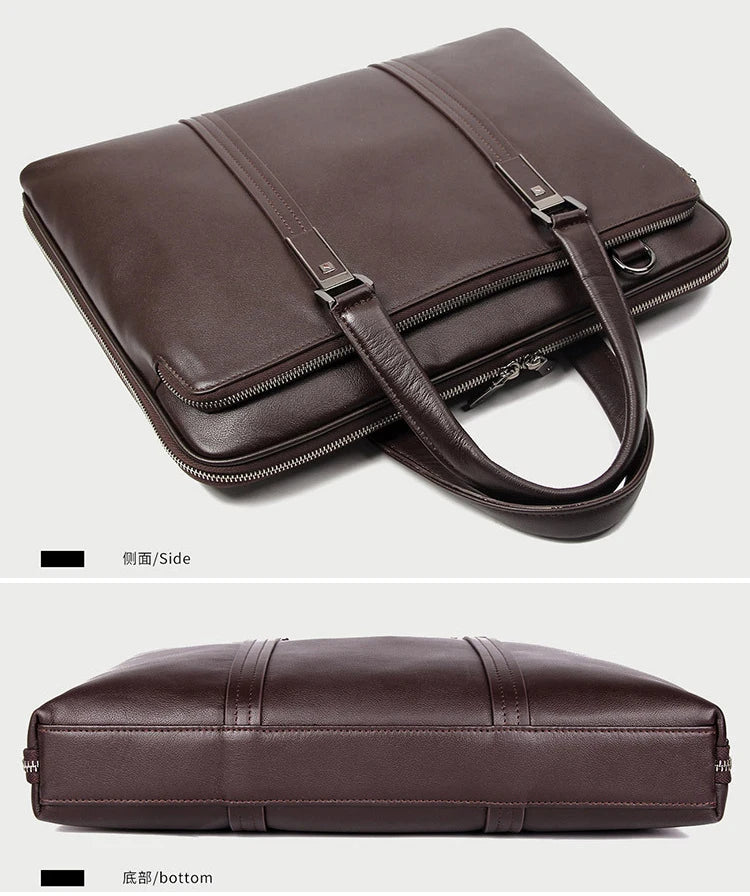Genuine Leather 15.6" Laptop Briefcase Black