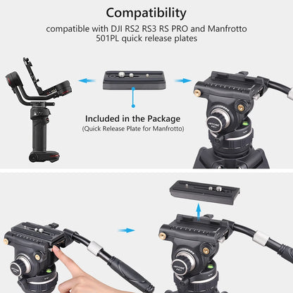 Heavy-Duty Tilt Pan Video Head Supports 12kg Load