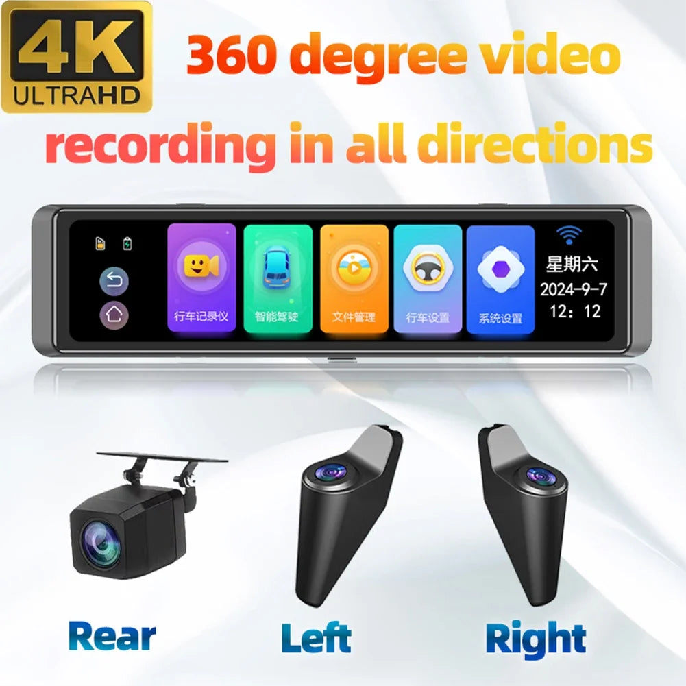 12-Inch 4K Dash Cam ADAS Blind Spot Monitor
