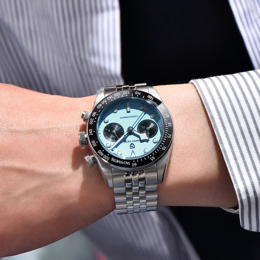 Blue Chronograph Men’s Watch with Sapphire Glass and Ceramic Bezel