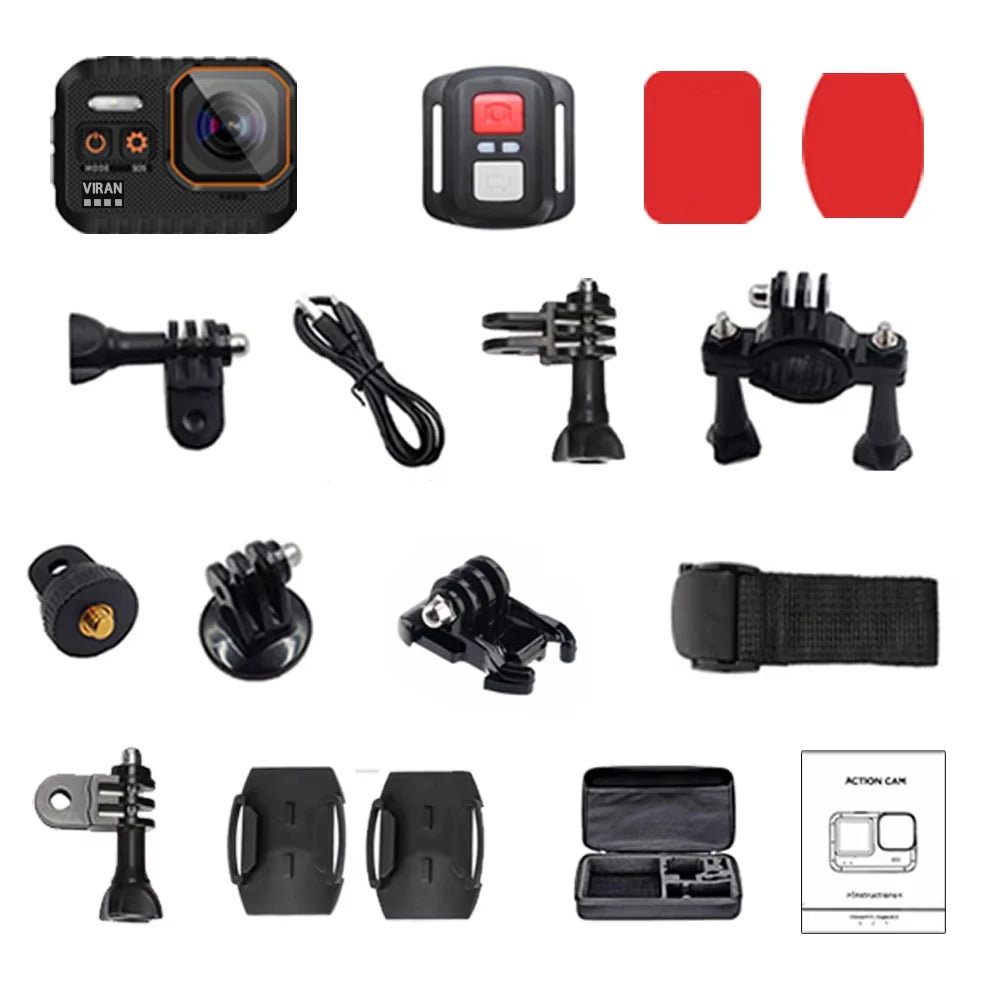 4K Action Camera with Remote and Sport Accessories