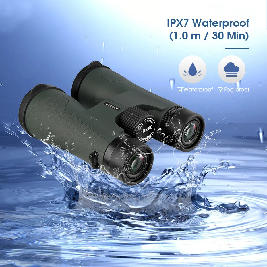 Professional 12x50 Binoculars IPX7 Waterproof for Camping & Stargazing