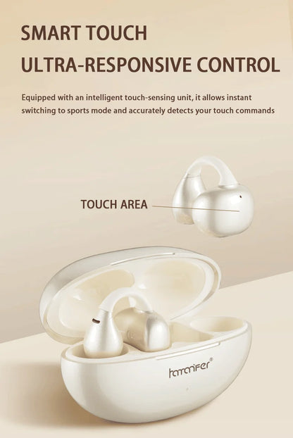 White Rechargeable Bluetooth Gaming and Sports Earphones