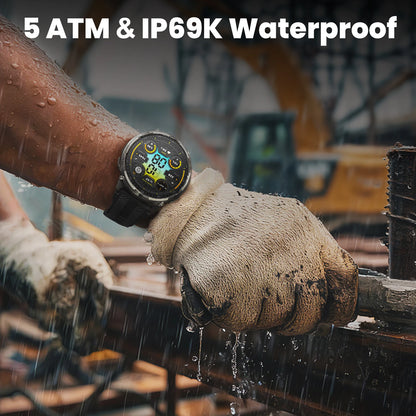 Tactical Smartwatch GPS Walkie Talkie 5ATM Waterproof Black