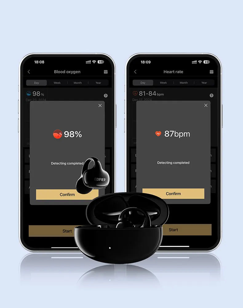 Black Open-Ear Earphones with Multipoint & Long Battery