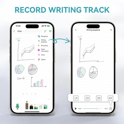 Smart Digital Pen with Bluetooth Sync and Reusable Notebook