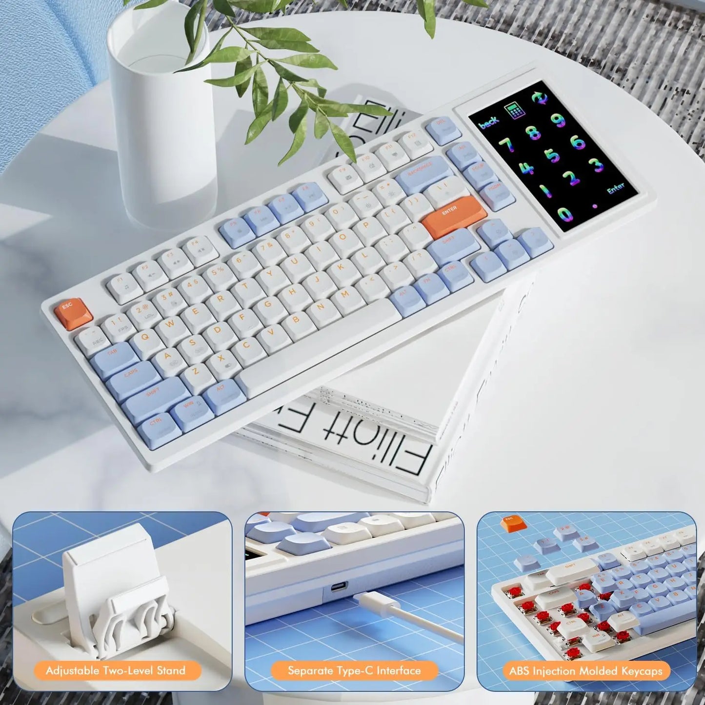 Custom Wired Gaming Keyboard with RGB Screen and Touchpad