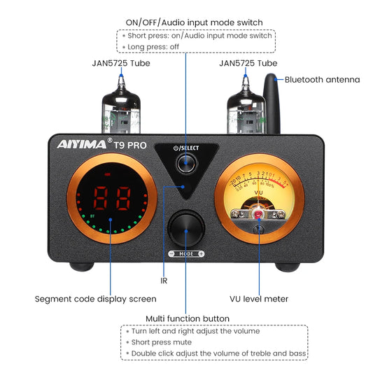 HiFi T9 PRO 24V Bluetooth VU Meter Amplifier