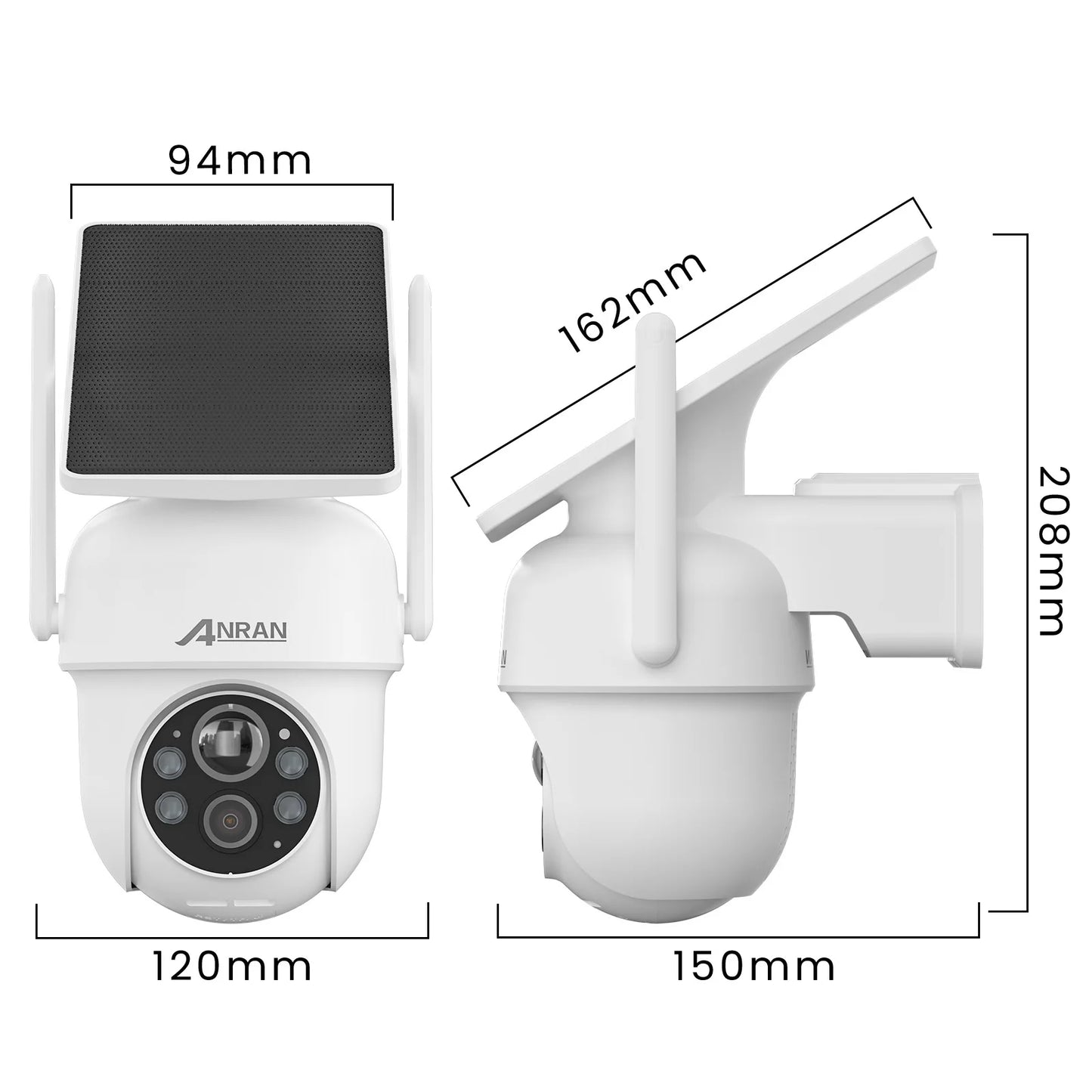2K 3MP Wireless Solar Security Camera with PIR Detection
