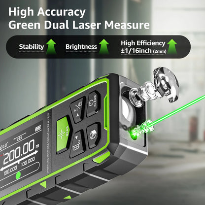 Dual Green Laser Rangefinder 200m High Accuracy LCD Display