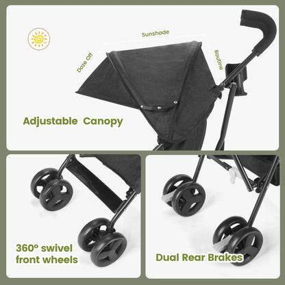 Compact Folding Baby Stroller Lightweight Travel Pushchair Grey