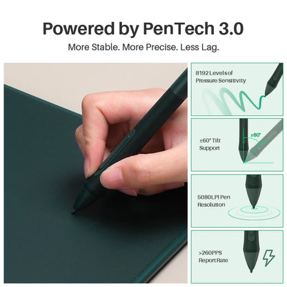 Huion Inspiroy 2 Wireless Green Drawing Tablet with 8 Shortcut Keys