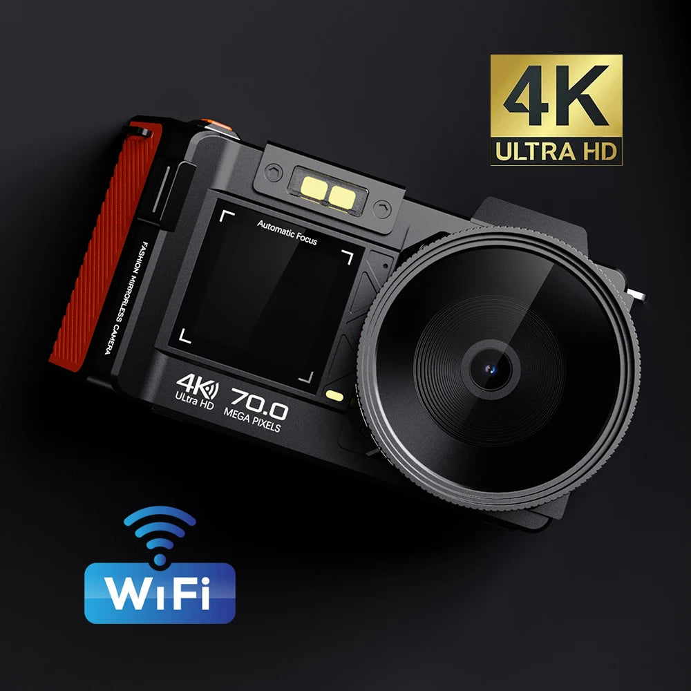 Dual-Screen 4K Digital Camera with WiFi & Autofocus