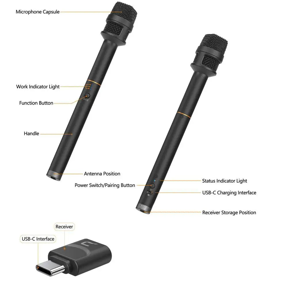 Wireless Interview Microphone with Noise Reduction for Smartphone