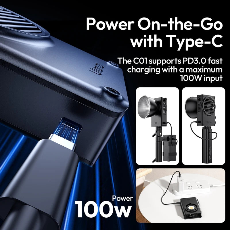 100W COB Video Light 14500 Lux with Cooling Fan