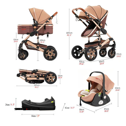 Convertible Black Baby Stroller and Travel System