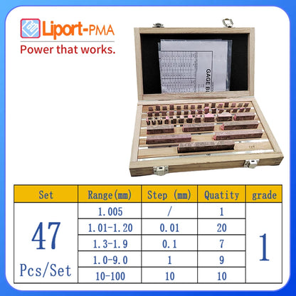 47pcs Steel Gauge Block Set Grade 1 Measuring Tool