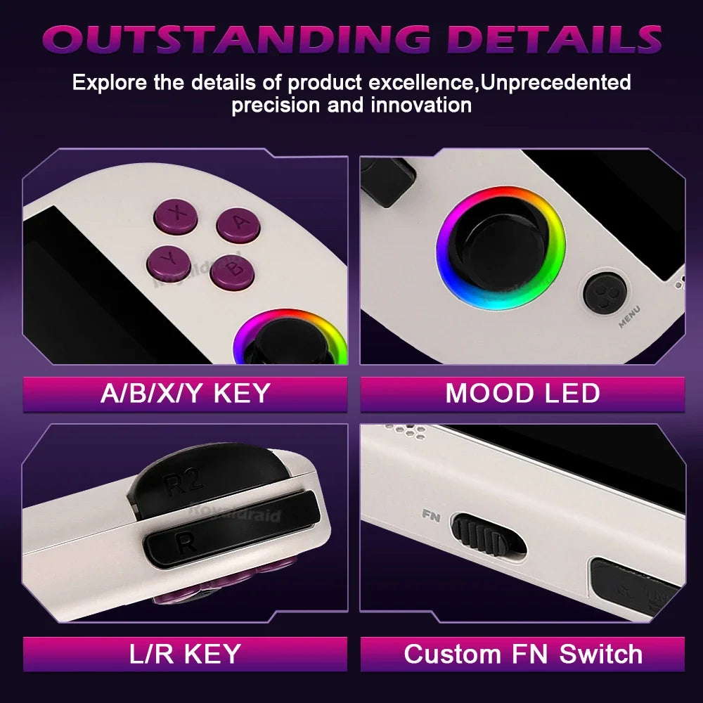White Portable Retro Gaming Console with RGB Lighting