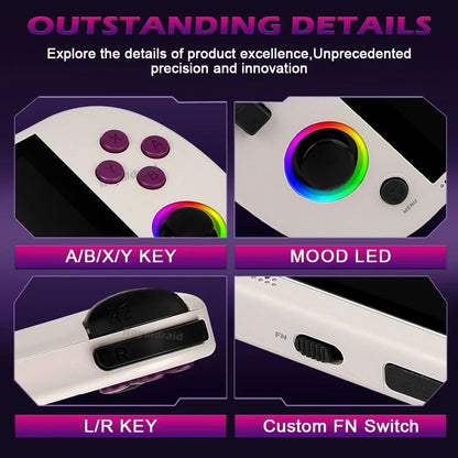 White Portable Retro Gaming Console with RGB Lighting