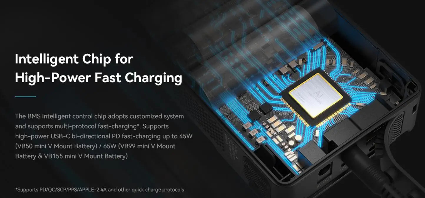 99Wh Mini V-Mount Camera Battery OLED Screen
