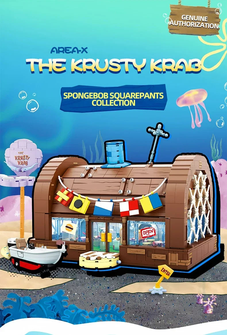 SpongeBob Krabby Patty Restaurant Building Blocks Display Model Set