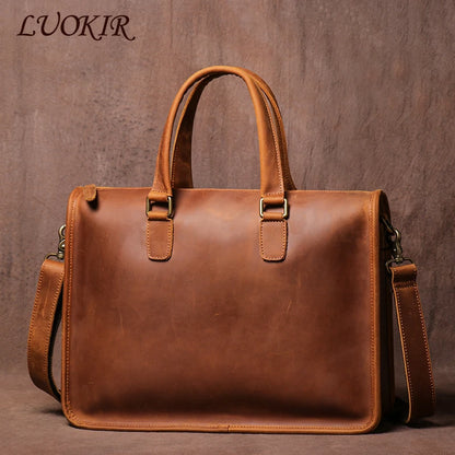 Genuine Crazy Horse Leather Business Bag for 14" Laptop