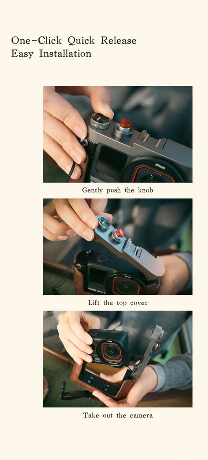 Protective Leather Camera Frame Case with Shoulder Strap