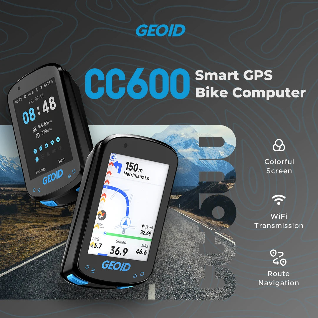 GPS Bike Computer Set with Navigation Color Screen and WiFi