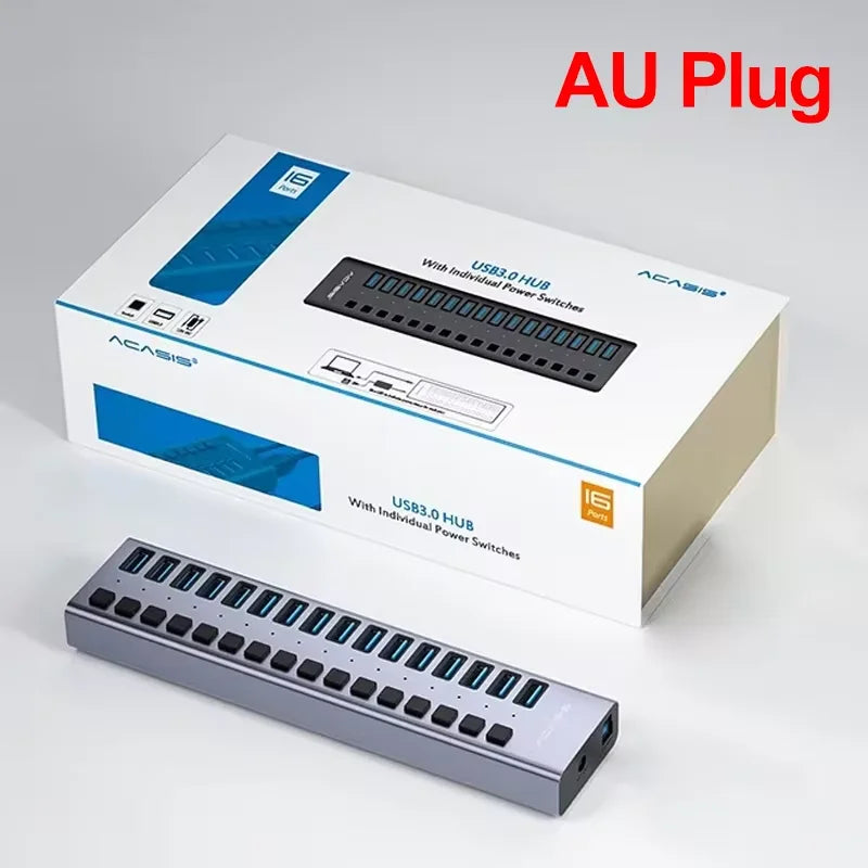 Aluminium 16 Port USB Hub High Speed Data Charging
