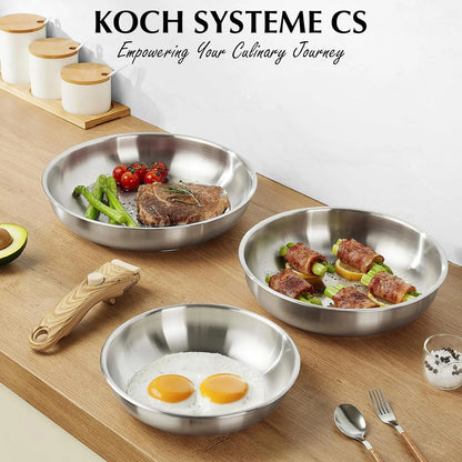Stainless Steel Frying Pan Set with Removable Handle