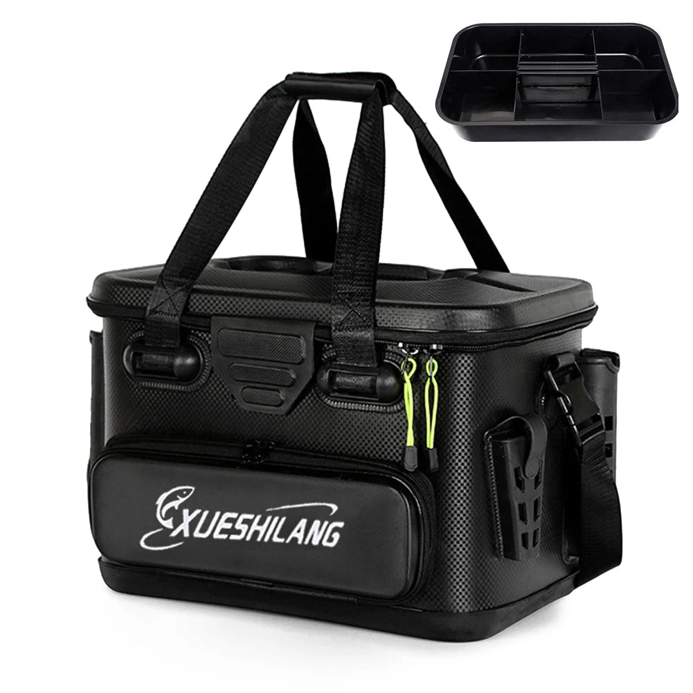 Waterproof M Size Black Fishing Bag for Rods and Gear
