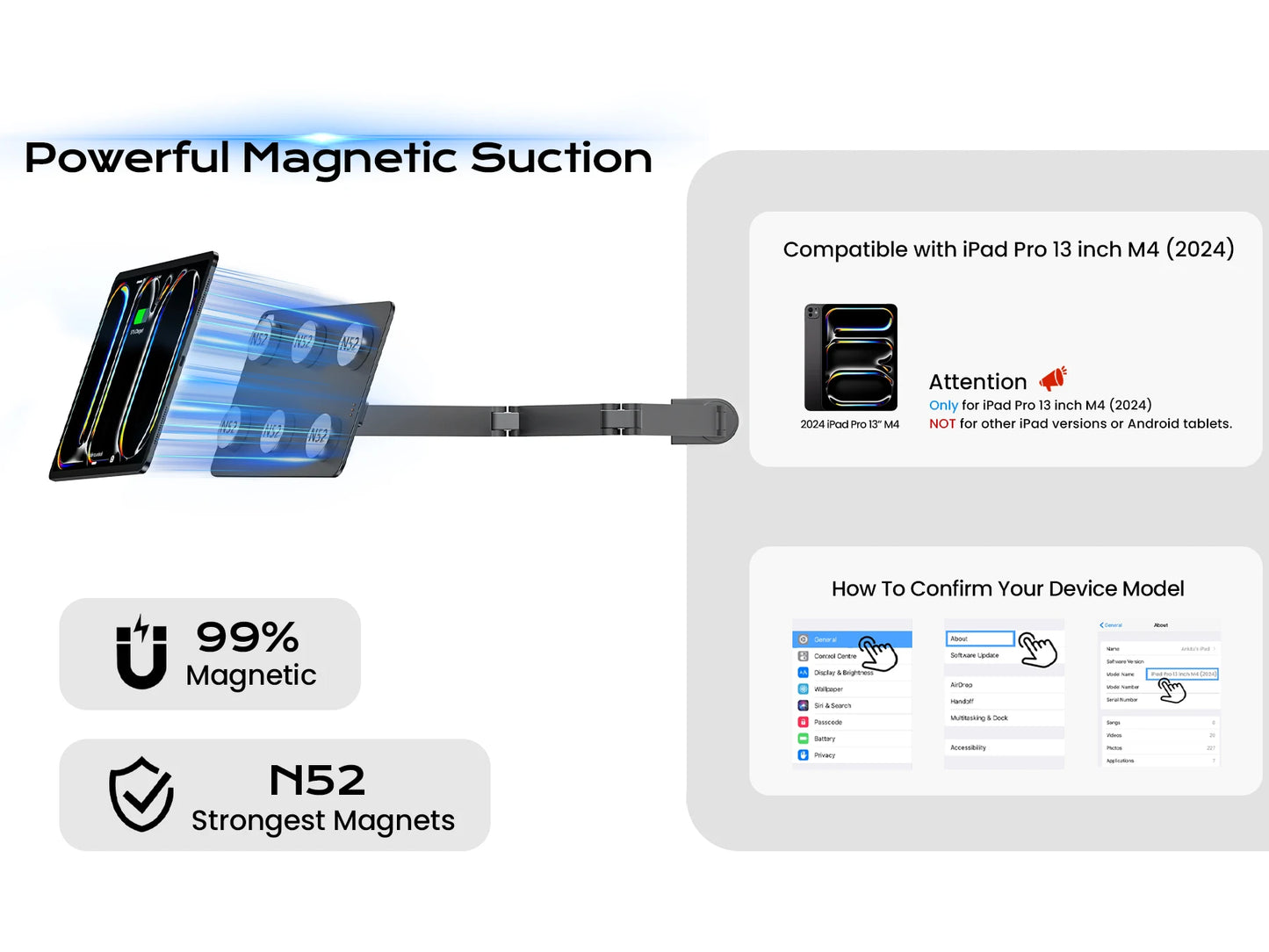 Adjustable iPad Pro 12.9" Magnetic Wireless Stand