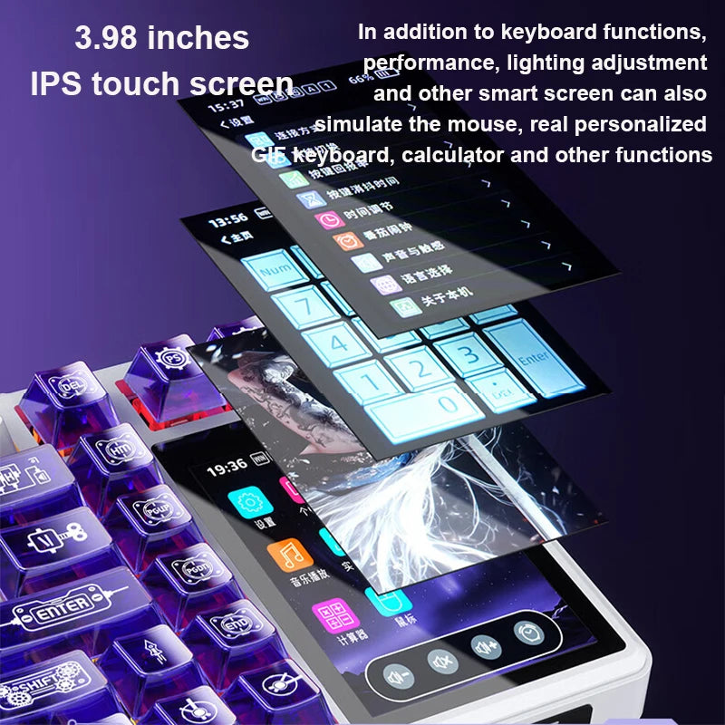 Mechanical Gaming Keyboard with 3.98 Inch IPS Touchscreen