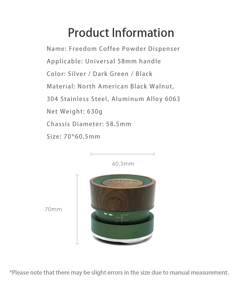 58.5mm Magnetic Coffee Distributor Leveler Dark Green