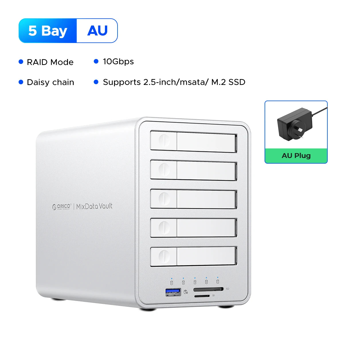 5 Bay M.2 SSD Enclosure 10Gbps Multi RAID