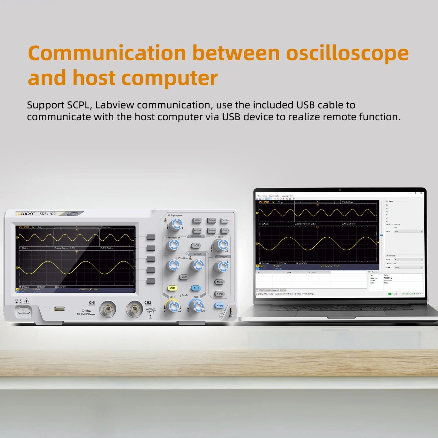 Desktop Digital Oscilloscope 100MHz 1GS/s Dual Channel