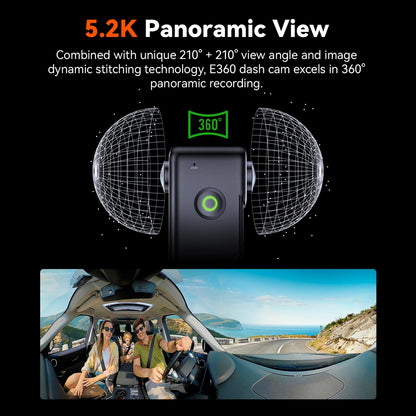 360° 5.2K Car Dash Camera with WiFi and 128GB