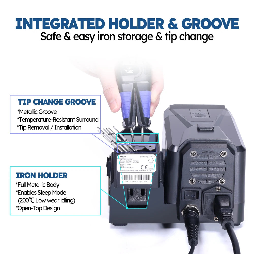 982D-I Compact Desoldering Tweezers Station for Fine Repair Work