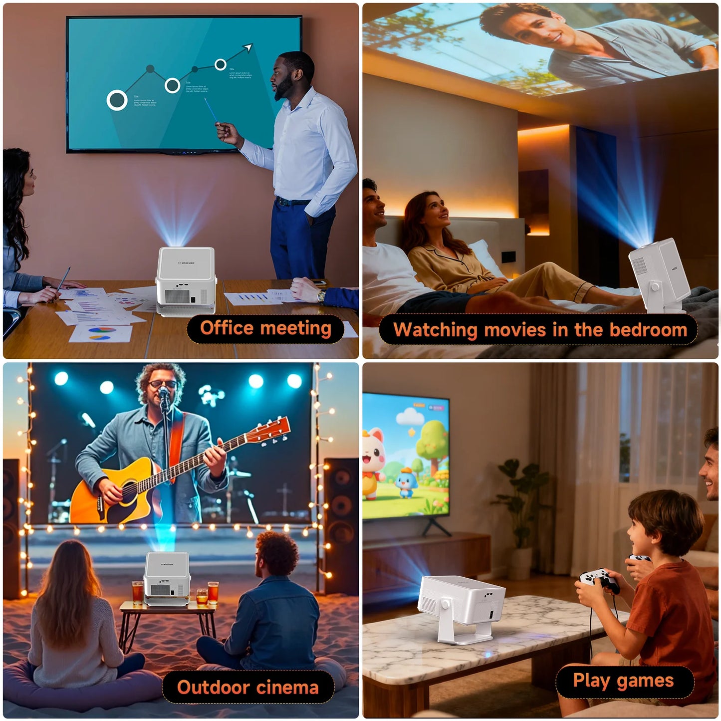 Portable 1080P Smart Projector WiFi 6 Auto Focus
