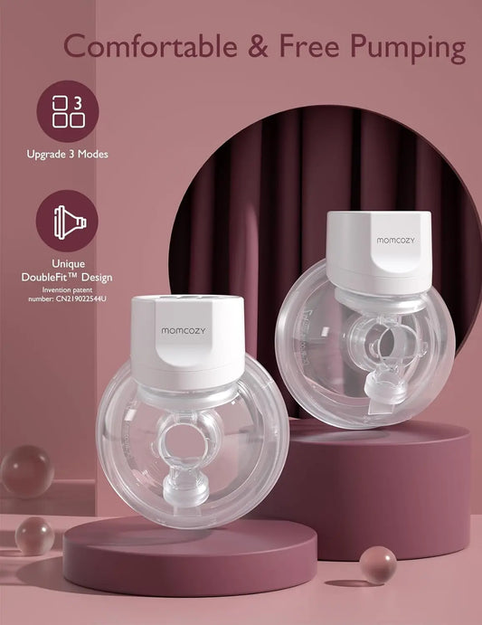 White Dual Wearable Breast Pumps Rechargeable Set