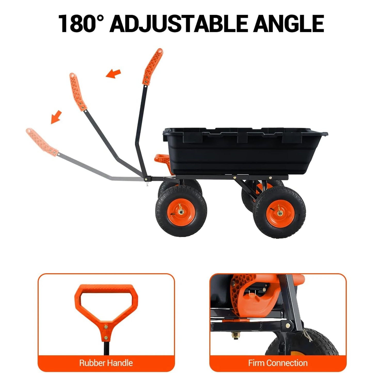 Heavy-Duty 900lb Garden Cart with Rotating Handle