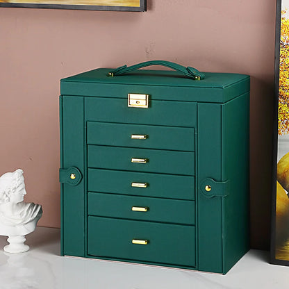Five Layer Green Jewelry Organizer Box Necklace Ring Watch Storage