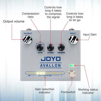 Guitar Compressor Pedal with Ratio Attack Release Controls