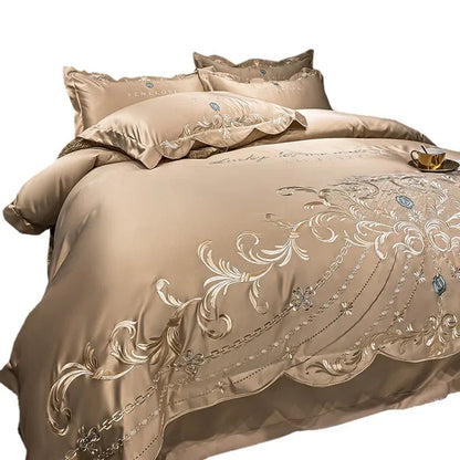 European 4-Piece Cotton Bed Sheet Set Ice Silk Quilt